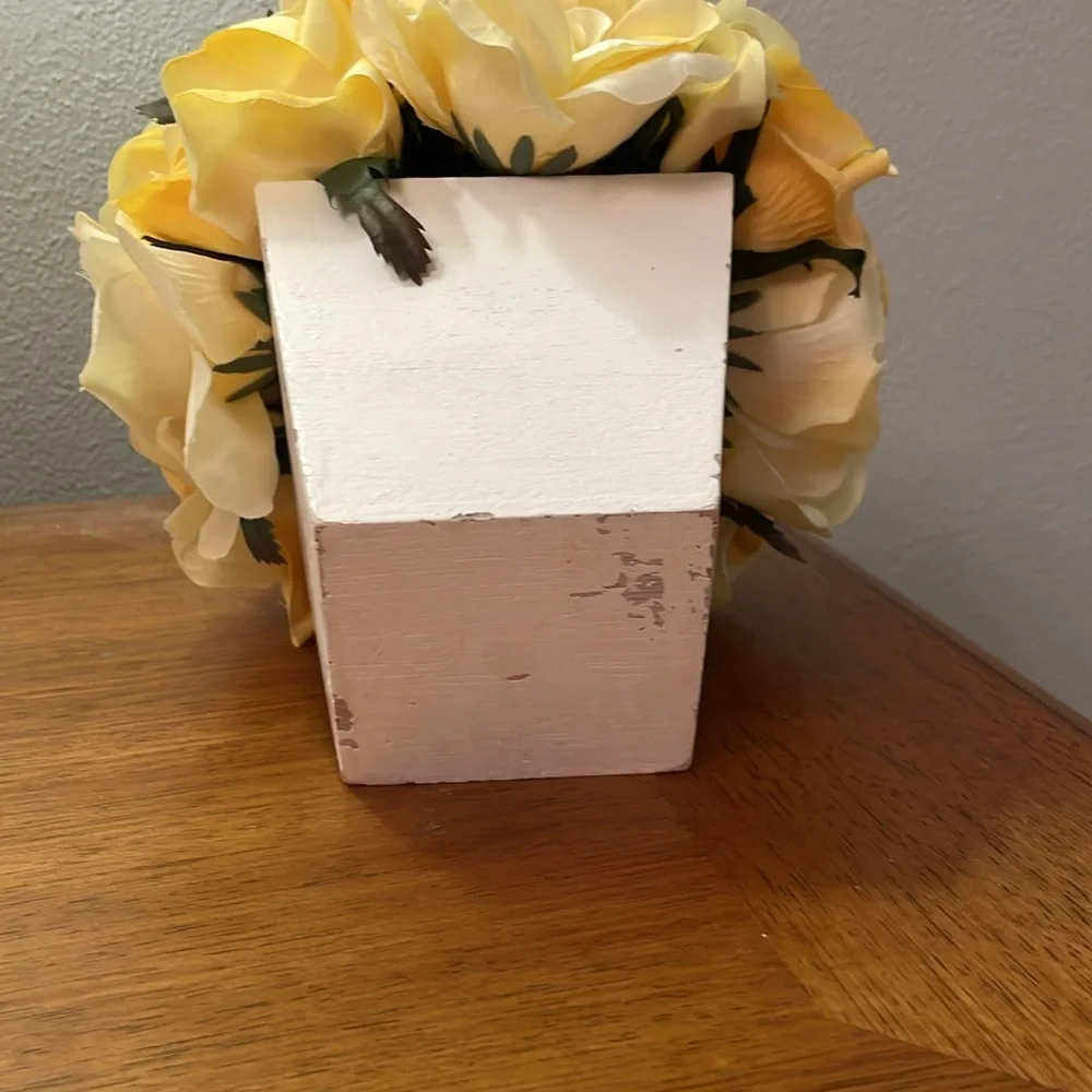 Faux Artificial Flower Arrangement Yellow Roses